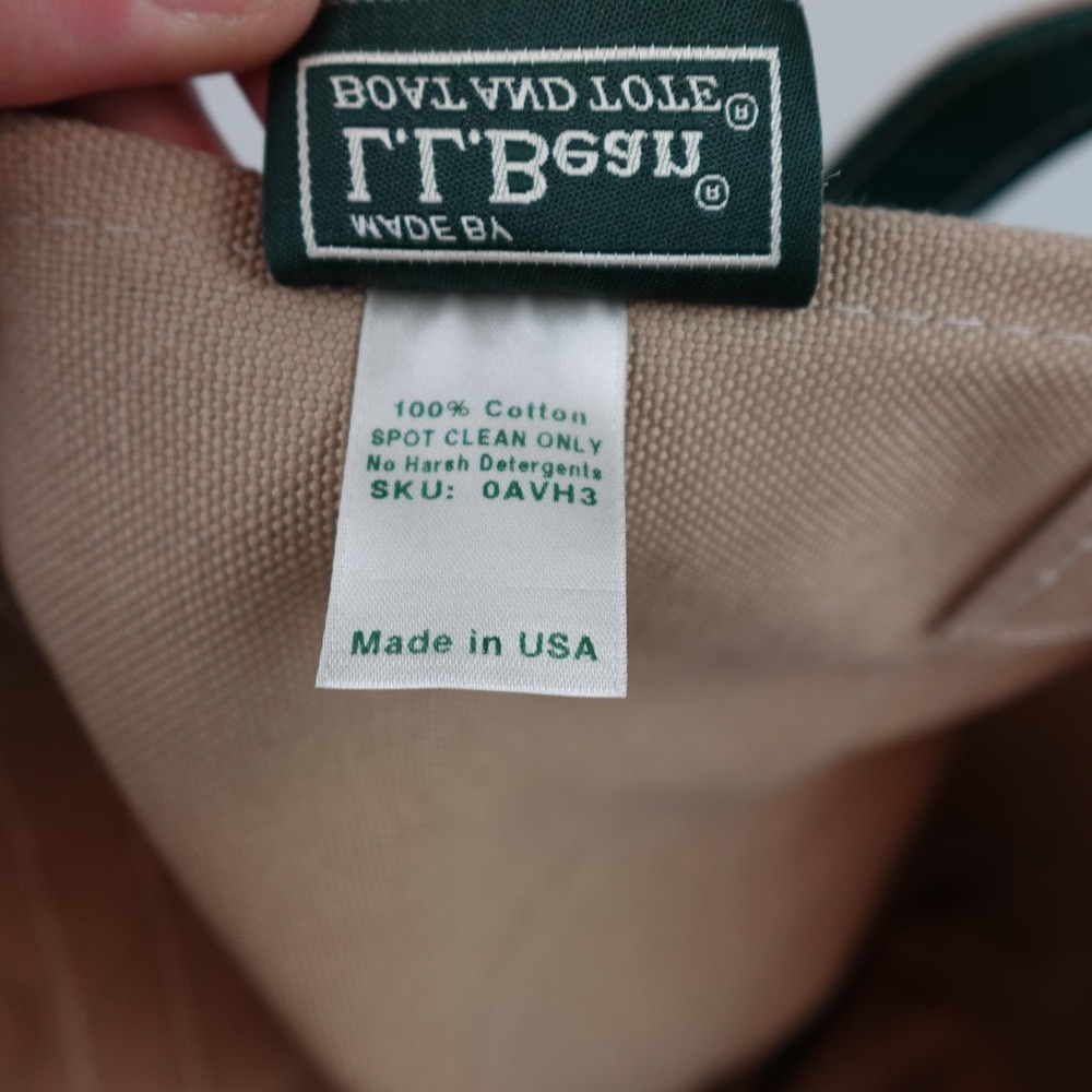 L.L.Bean Boat And Tote Canvas Bag Womens Extra Large Natural Green Open Top - Picture 5 of 7